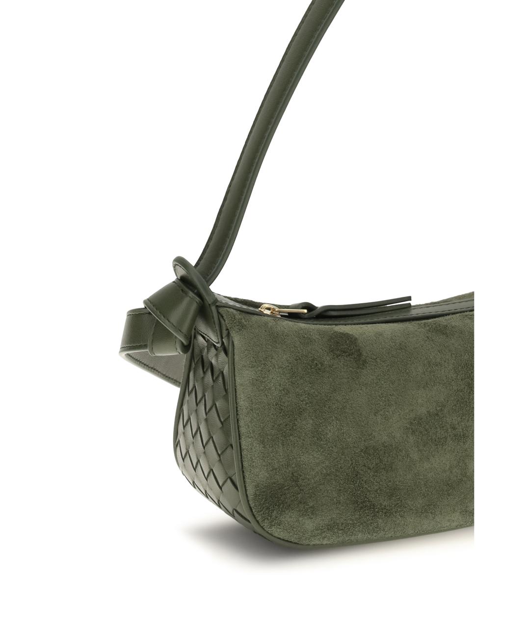 BOTTEGA VENETA Зеленая замшевая сумка через плечо, фото 4