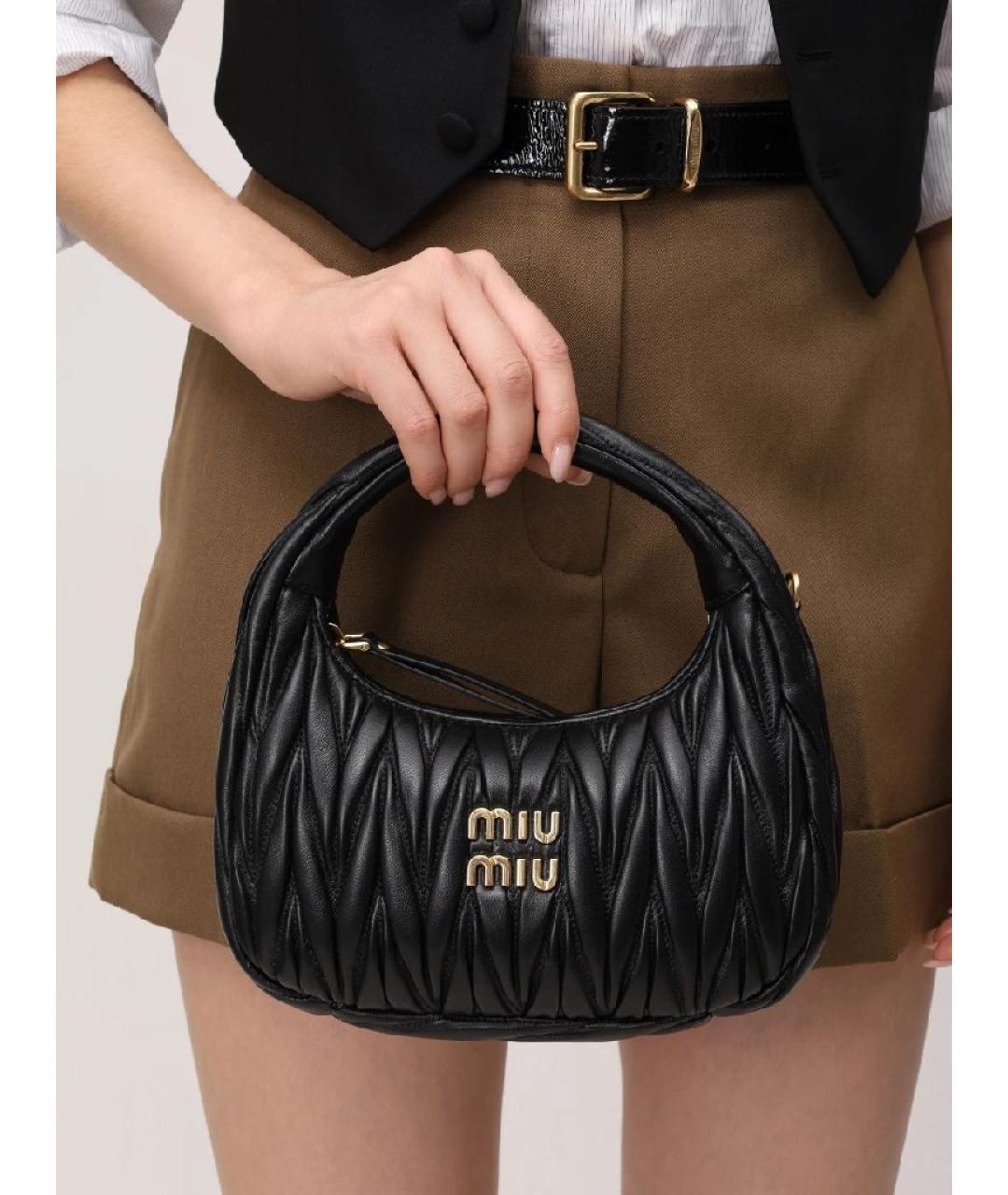 MIU MIU Черная кожаная сумка с короткими ручками, фото 5