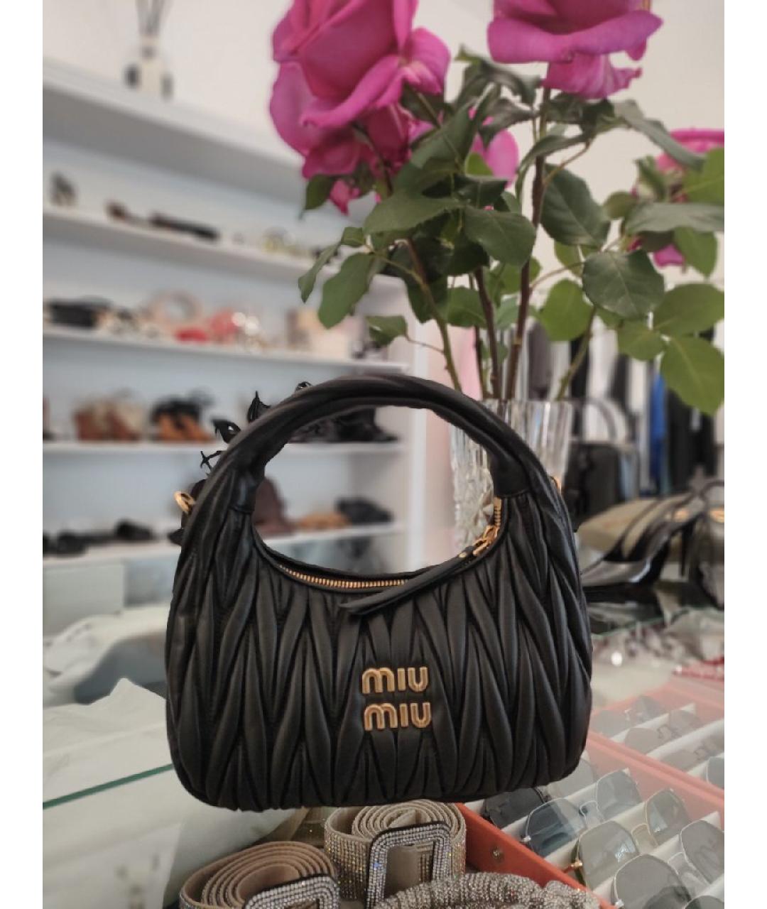 MIU MIU Черная кожаная сумка с короткими ручками, фото 7