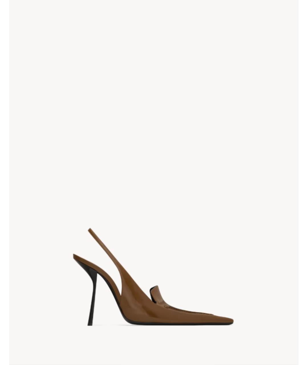SAINT LAURENT Коричневые кожаные туфли, фото 5
