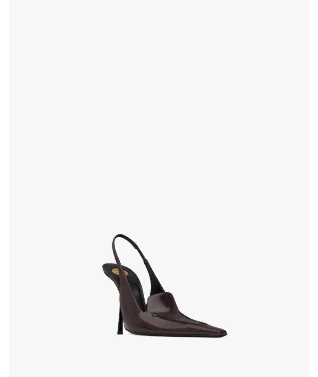SAINT LAURENT Бордовые кожаные туфли, фото 4