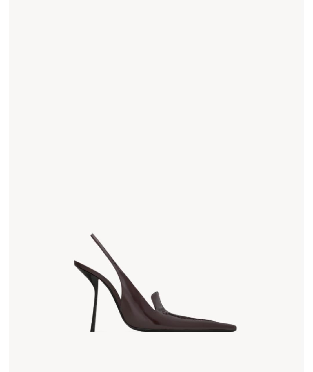 SAINT LAURENT Бордовые кожаные туфли, фото 5