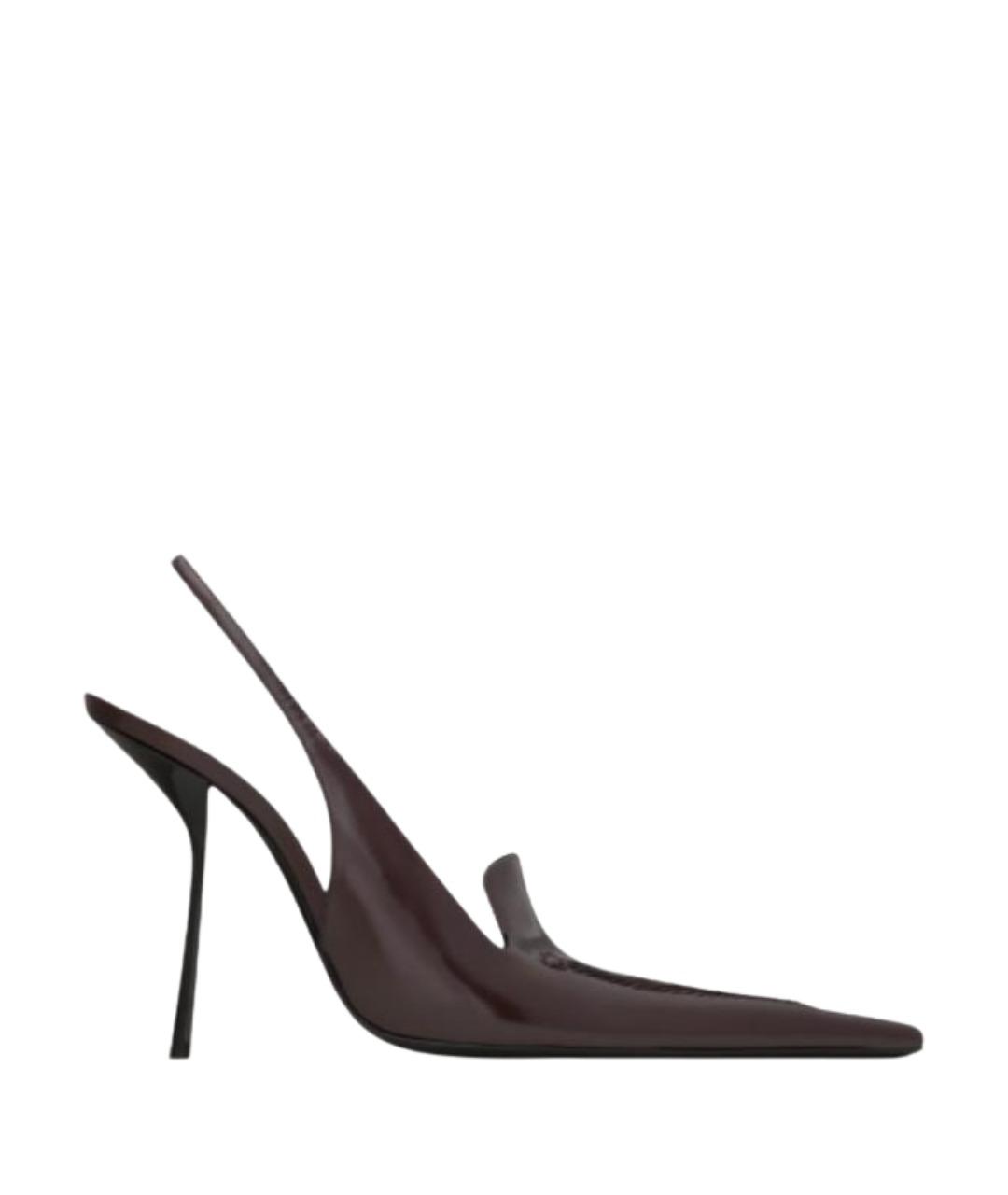 SAINT LAURENT Бордовые кожаные туфли, фото 1