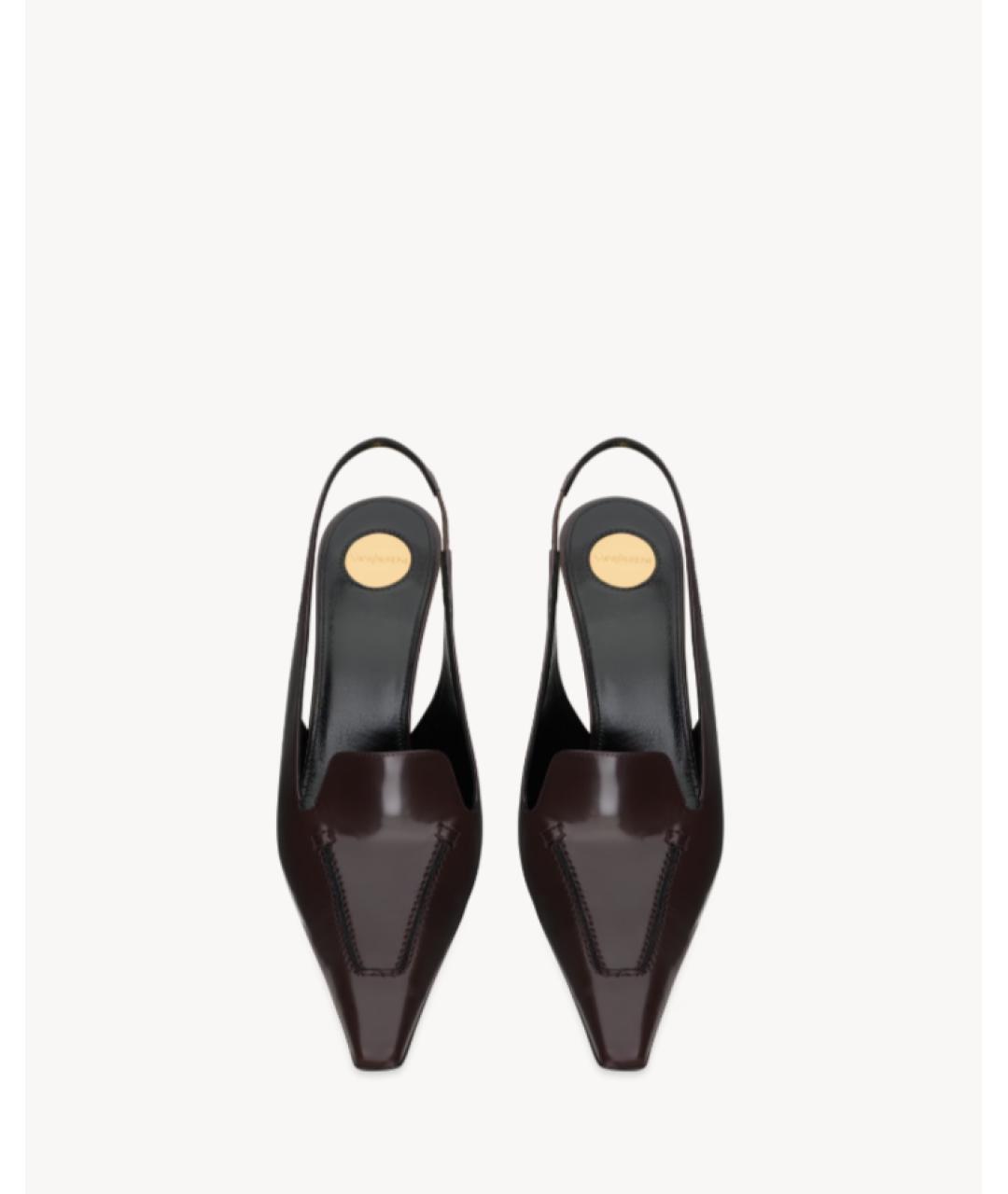 SAINT LAURENT Бордовые кожаные туфли, фото 3
