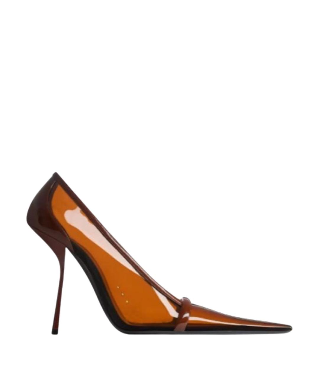 SAINT LAURENT Коричневые синтетические туфли, фото 1