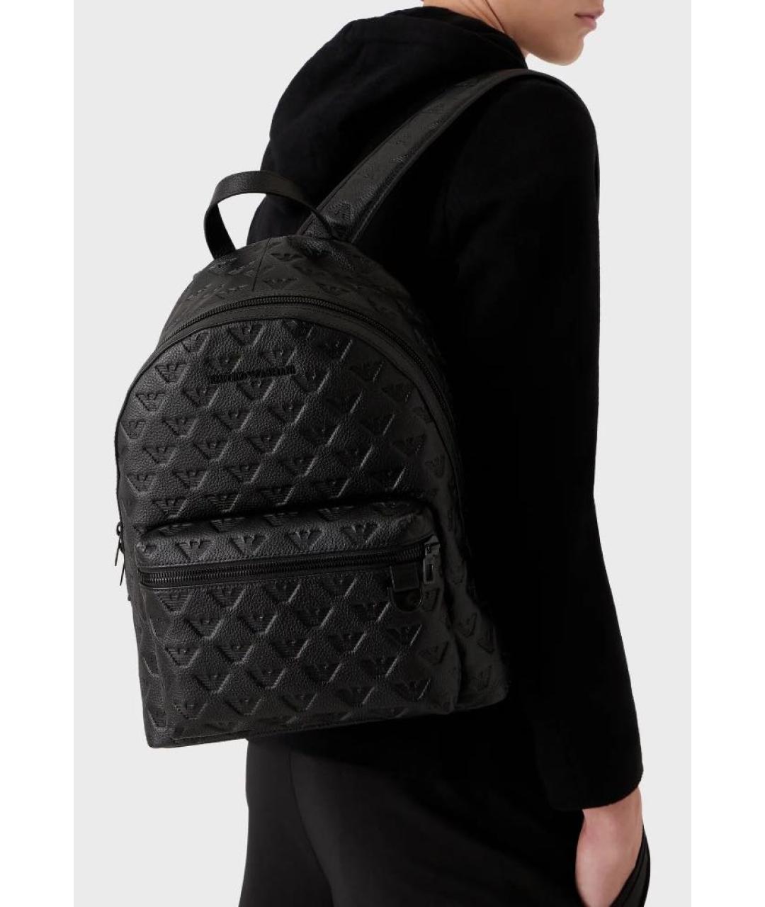 EMPORIO ARMANI Черный кожаный рюкзак, фото 5