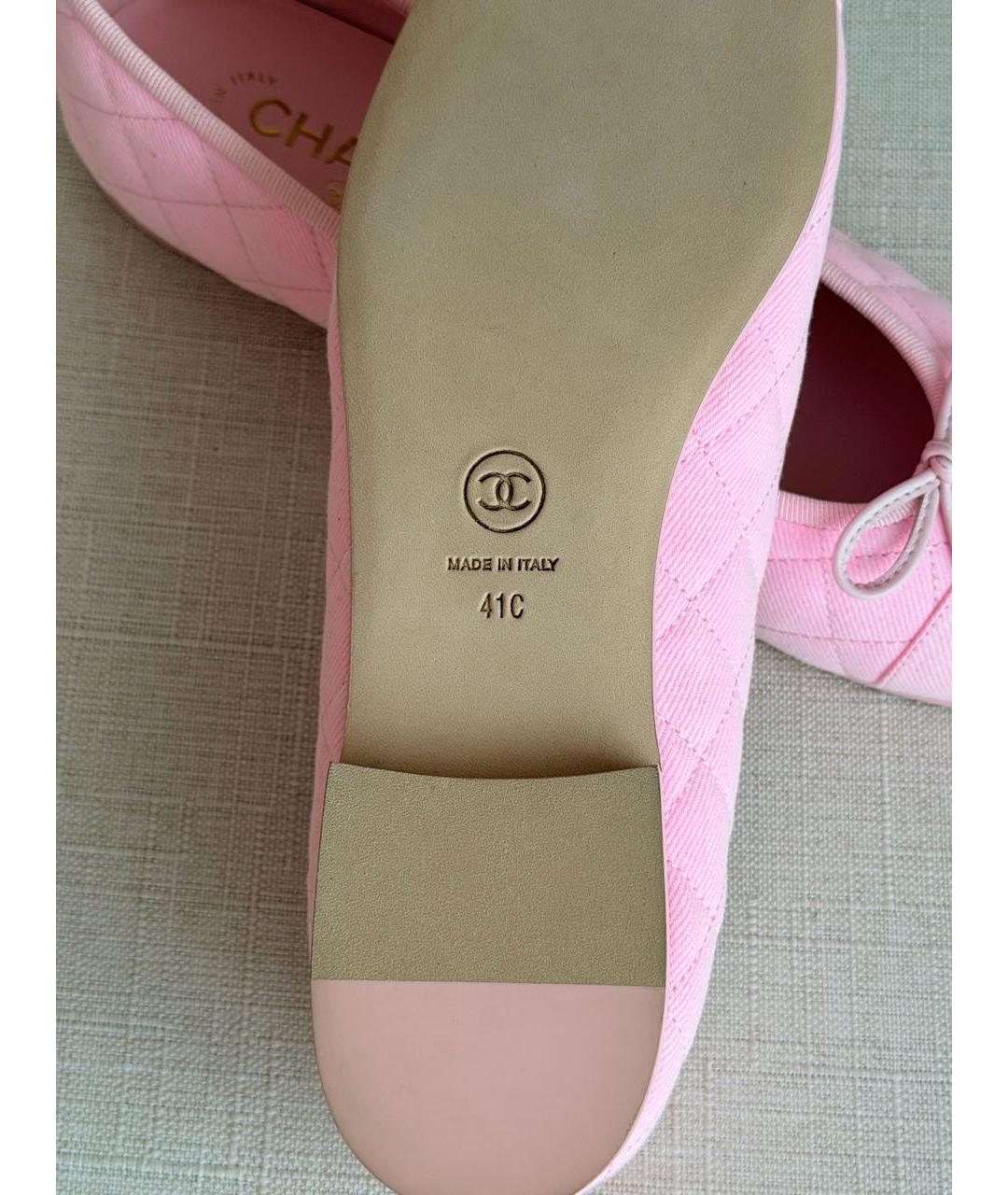 CHANEL Розовые текстильные балетки, фото 4