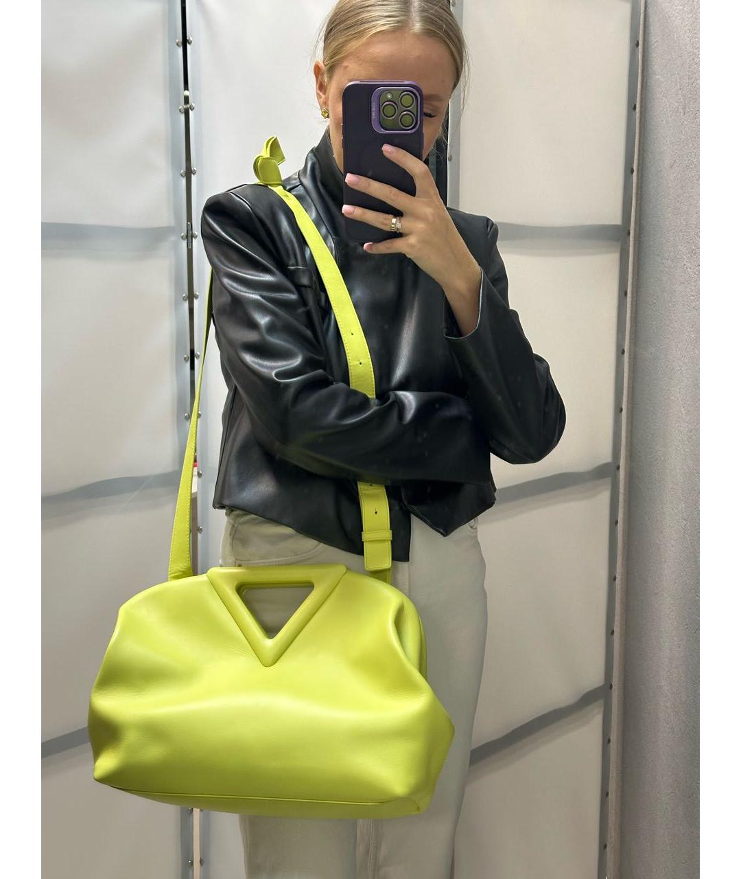 BOTTEGA VENETA Салатовая кожаная сумка с короткими ручками, фото 8