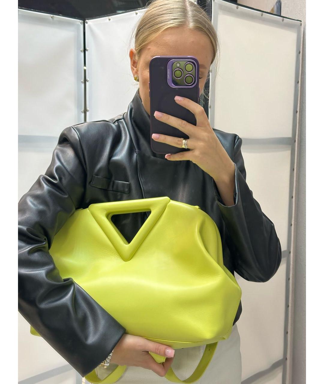 BOTTEGA VENETA Салатовая кожаная сумка с короткими ручками, фото 7