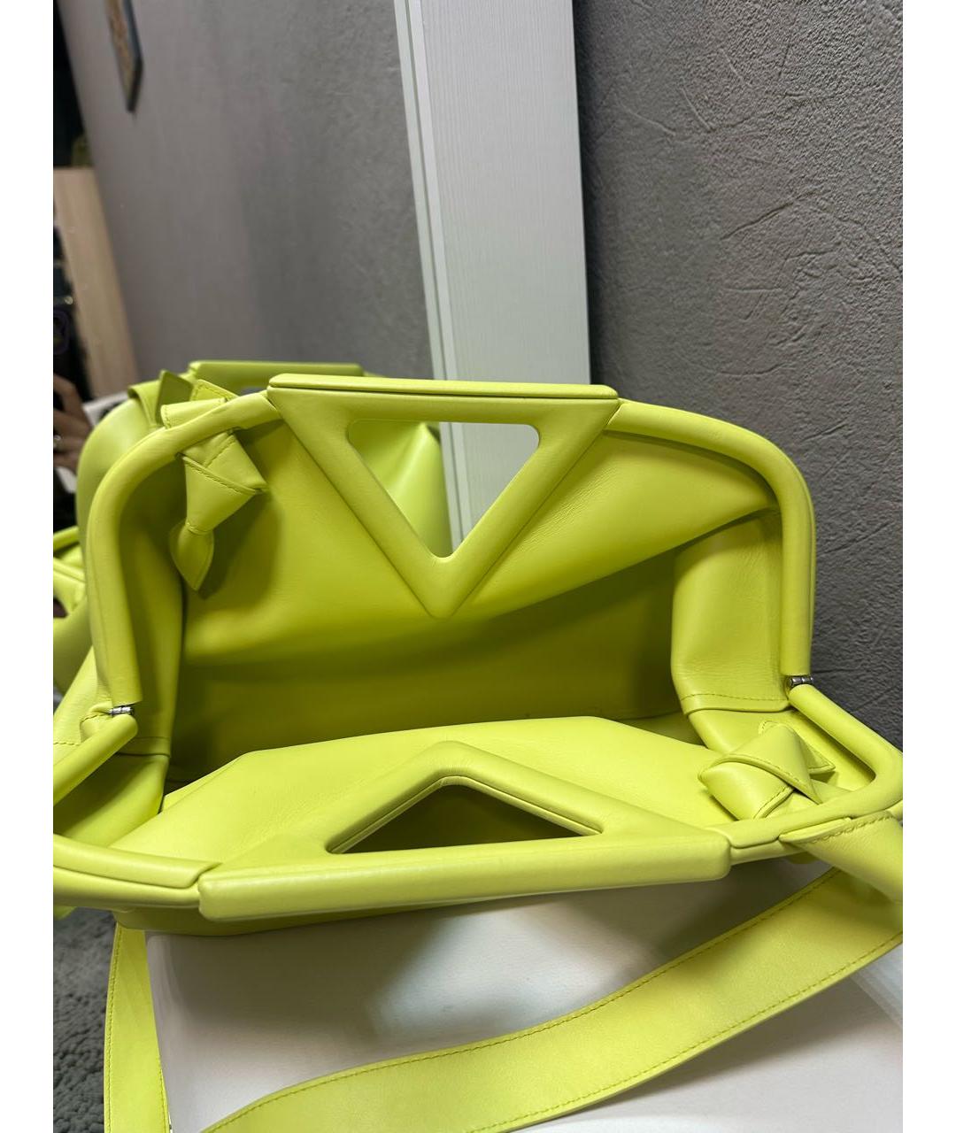 BOTTEGA VENETA Салатовая кожаная сумка с короткими ручками, фото 4