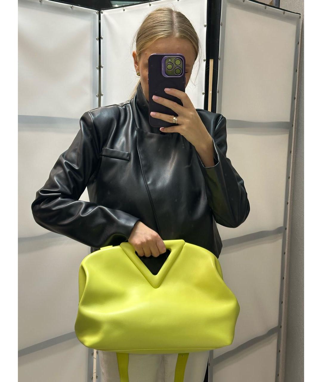 BOTTEGA VENETA Салатовая кожаная сумка с короткими ручками, фото 6