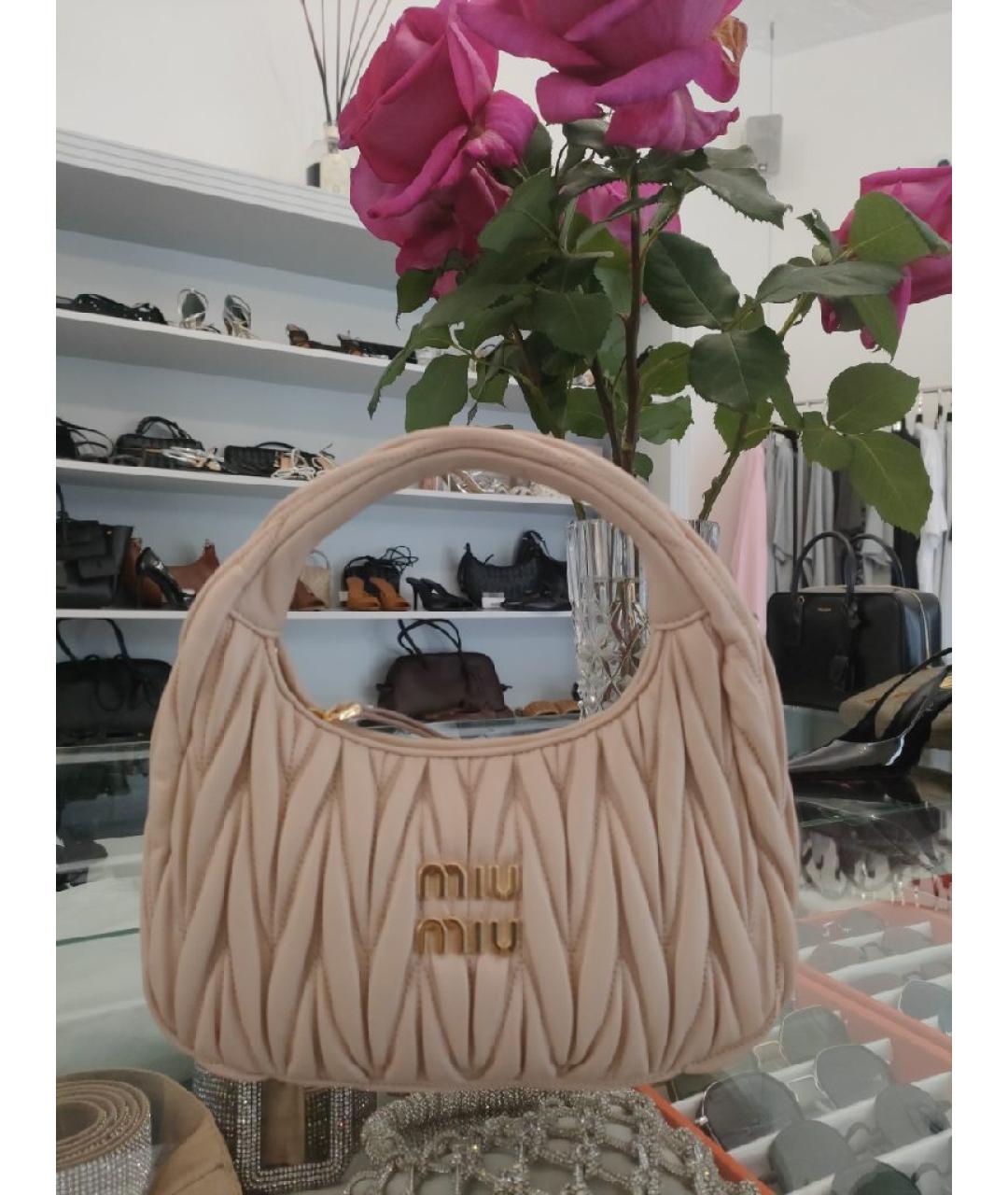 MIU MIU Розовая кожаная сумка с короткими ручками, фото 7