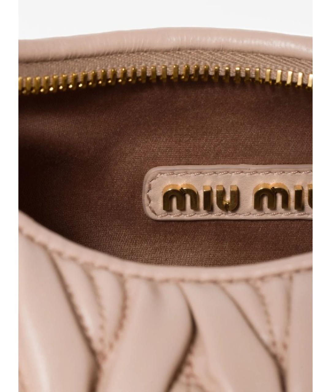 MIU MIU Розовая кожаная сумка с короткими ручками, фото 4