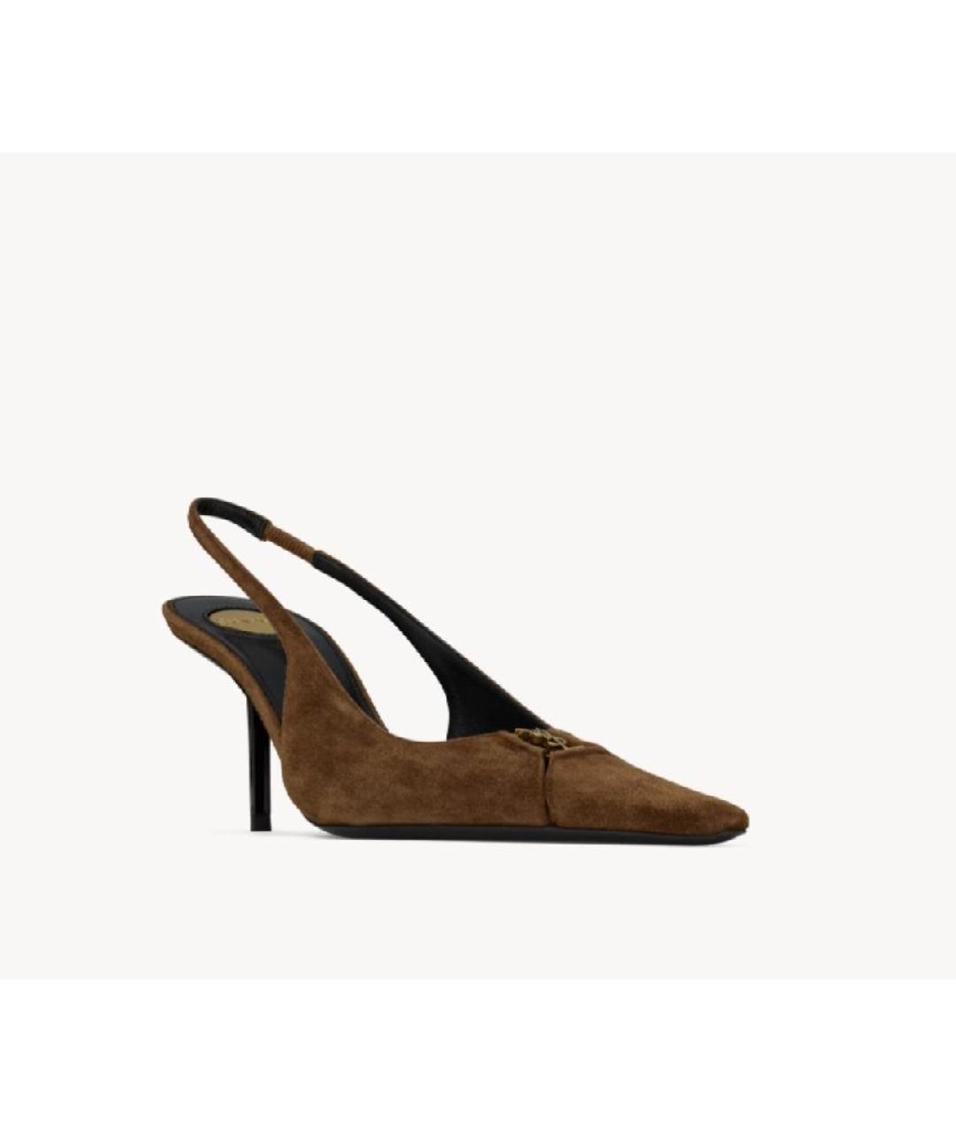 SAINT LAURENT Коричневые замшевые туфли, фото 5