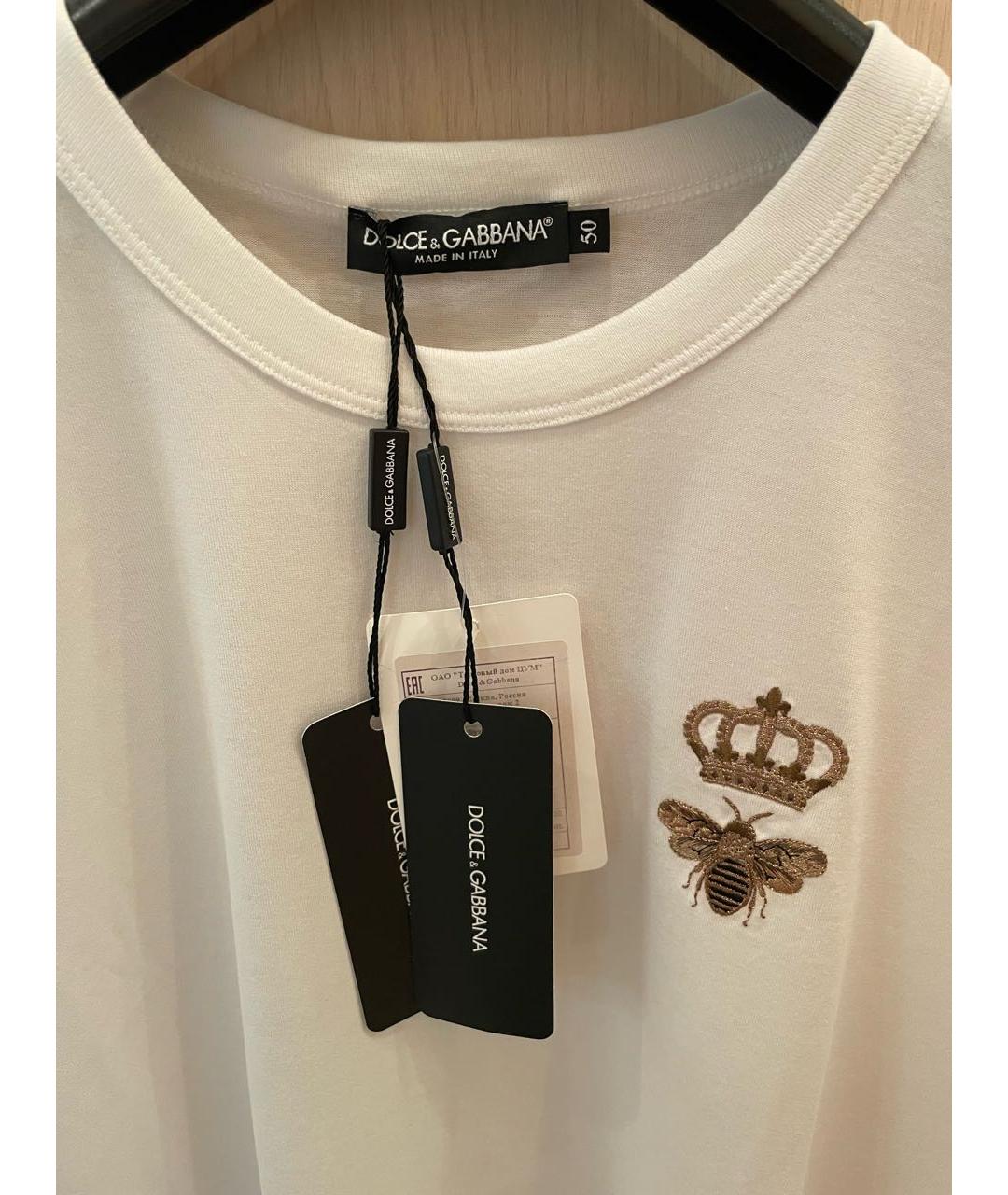 DOLCE&GABBANA Белая хлопковая футболка, фото 3