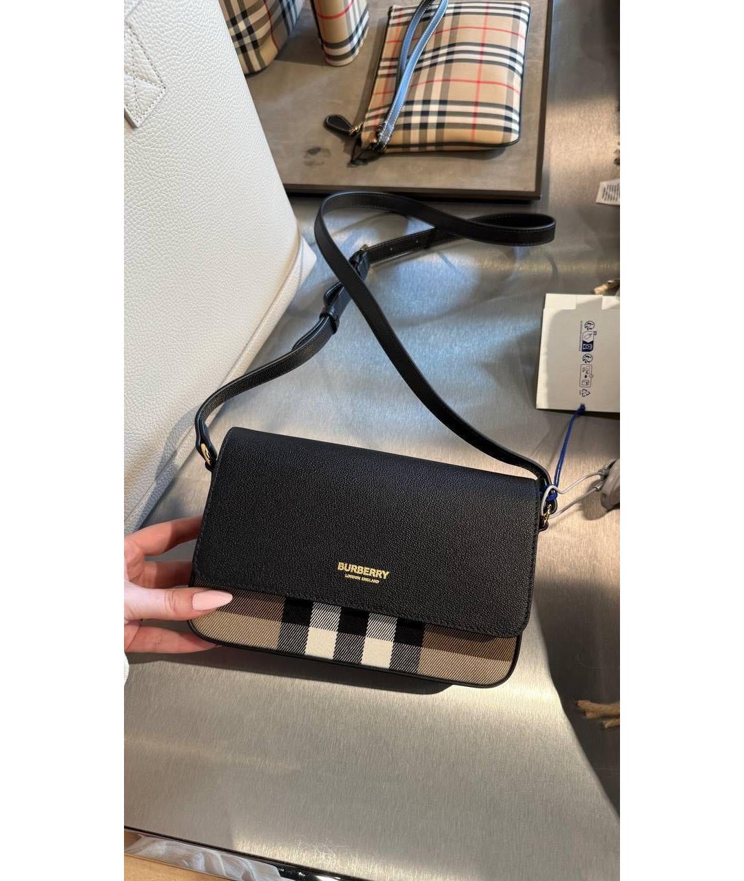 BURBERRY Черная кожаная сумка через плечо, фото 3