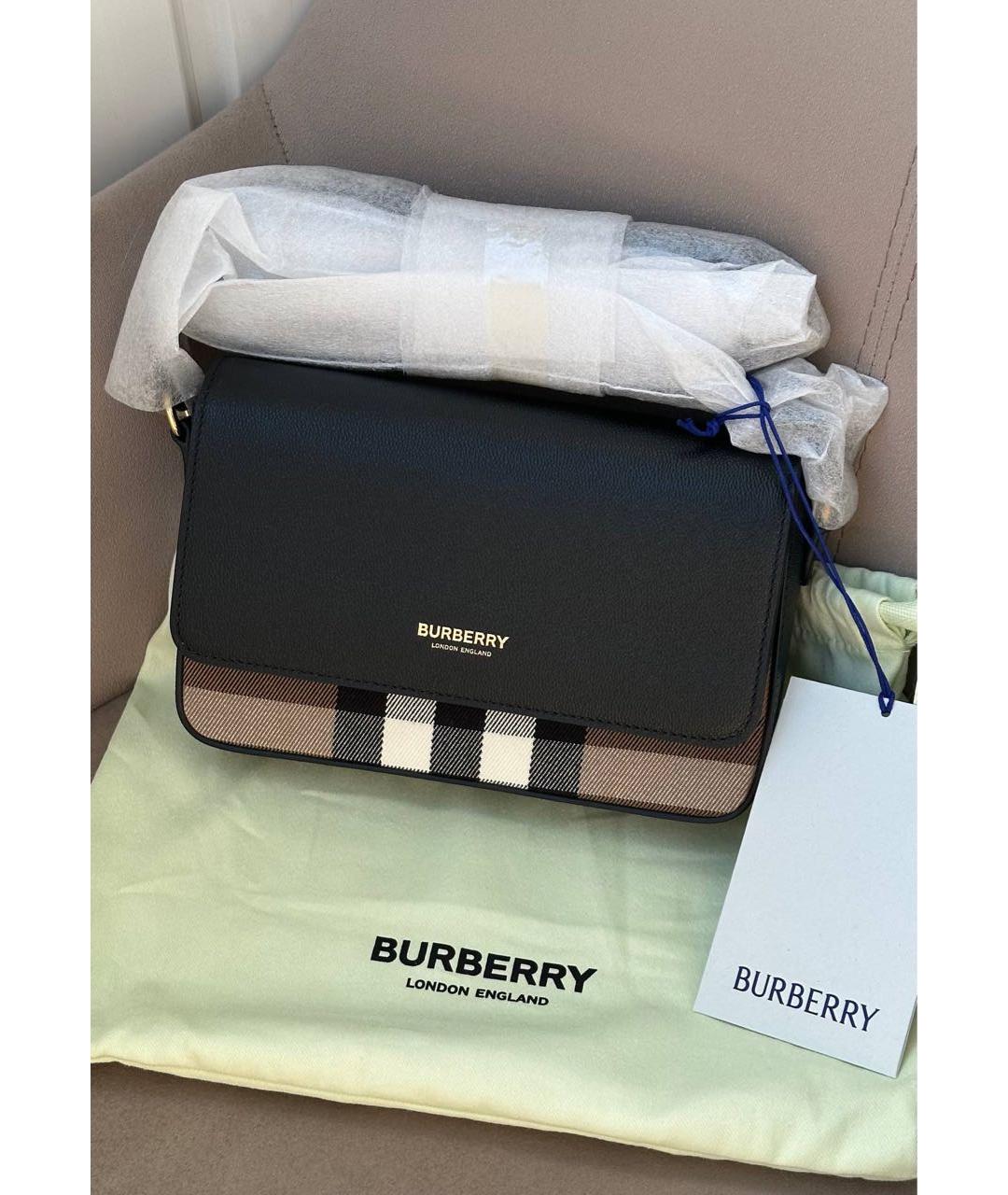 BURBERRY Черная кожаная сумка через плечо, фото 2