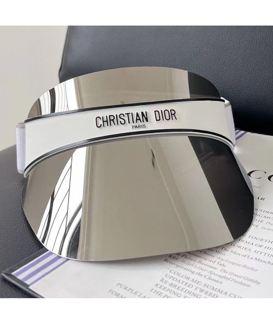CHRISTIAN DIOR Серебряные пластиковые солнцезащитные очки, фото 9