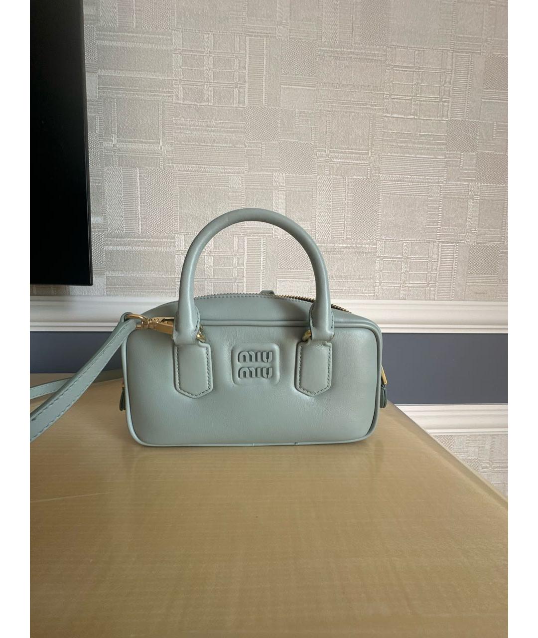 MIU MIU Голубая кожаная сумка с короткими ручками, фото 2