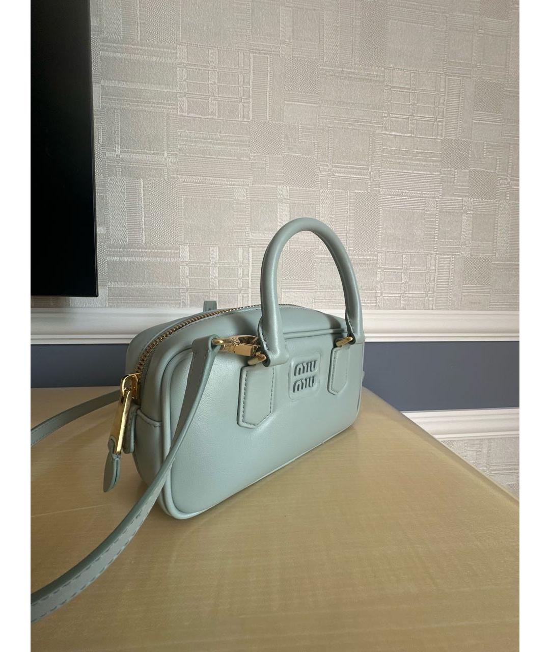 MIU MIU Голубая кожаная сумка с короткими ручками, фото 3