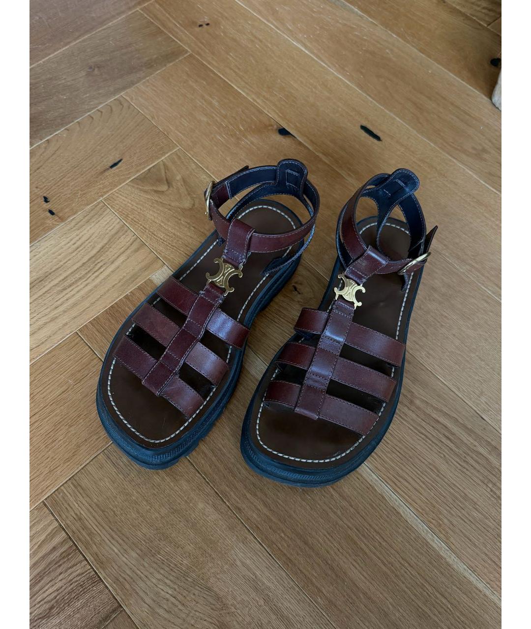 CELINE Коричневые кожаные босоножки, фото 2