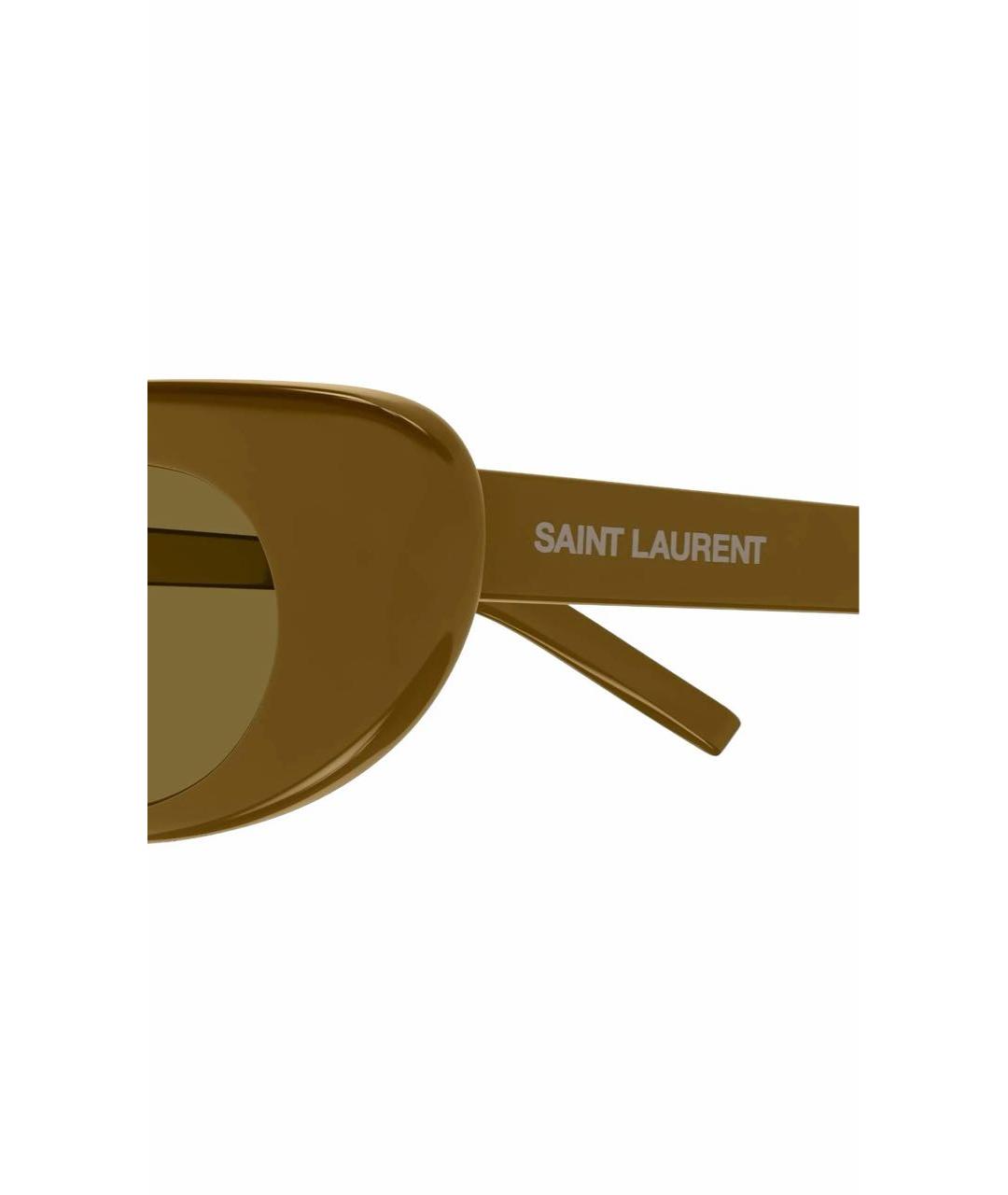 SAINT LAURENT Хаки пластиковые солнцезащитные очки, фото 3