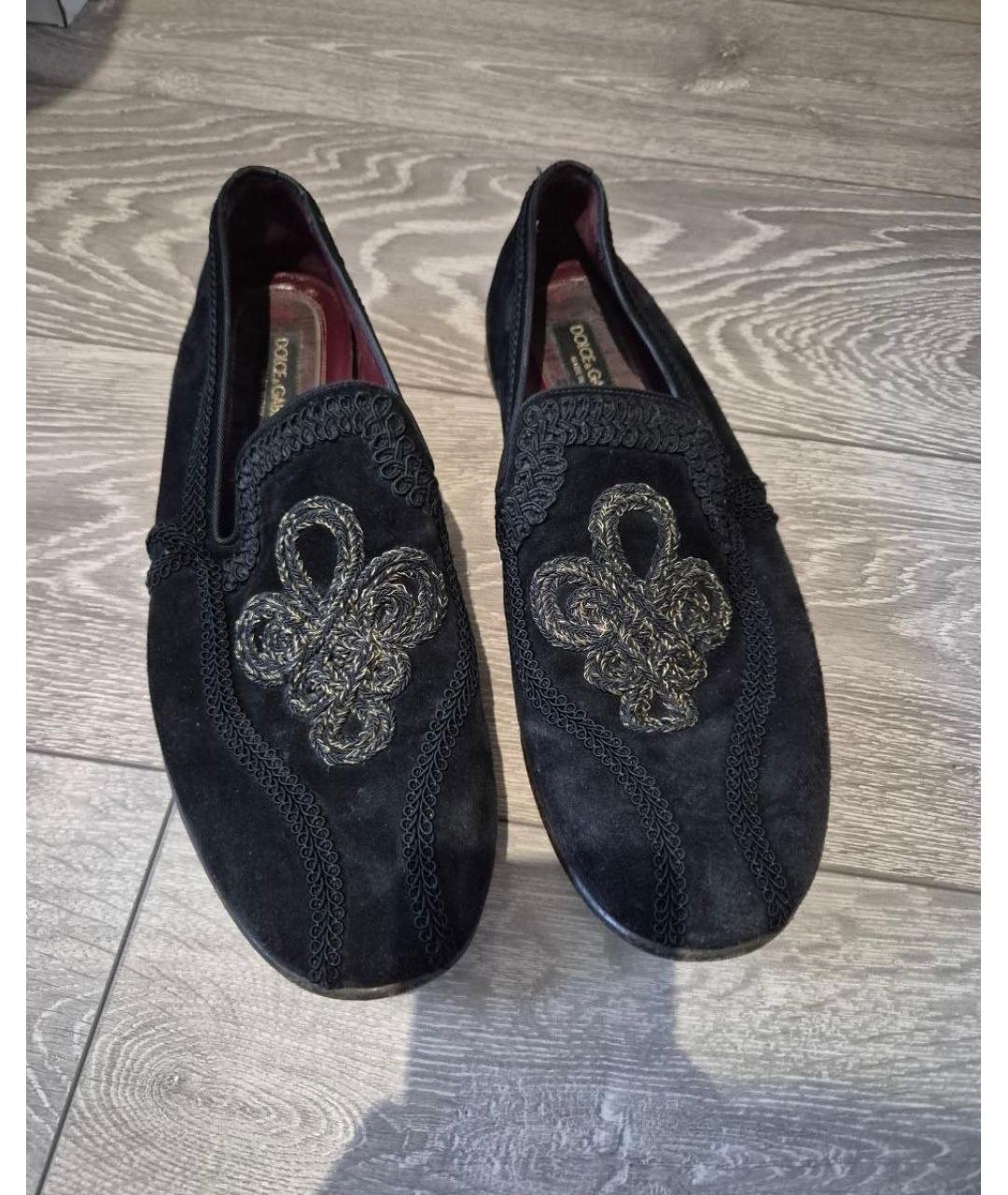 DOLCE&GABBANA Черные замшевые лоферы, фото 2