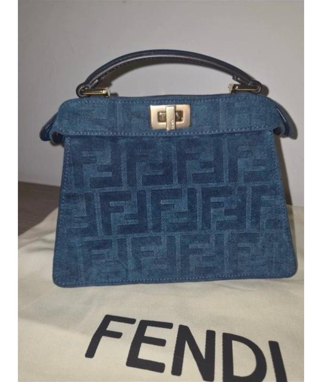 FENDI Синяя деним сумка с короткими ручками, фото 9