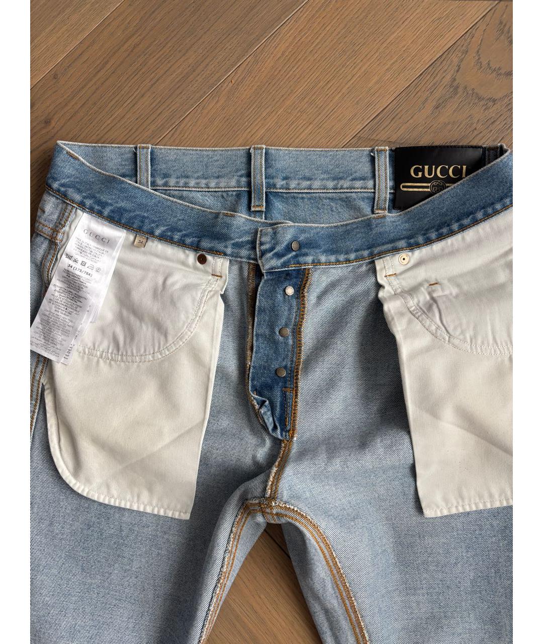 GUCCI Голубые хлопковые джинсы скинни, фото 4