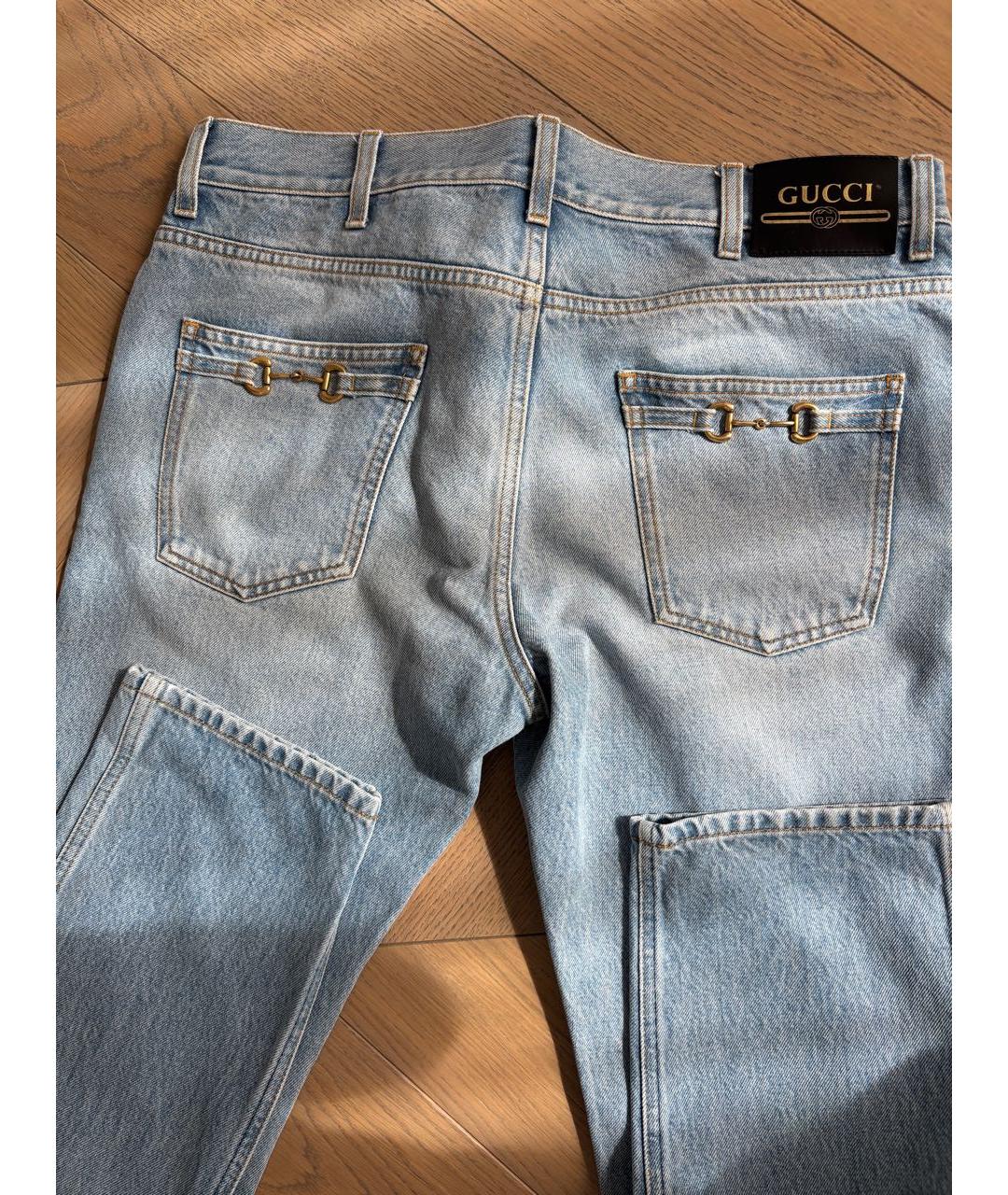 GUCCI Голубые хлопковые джинсы скинни, фото 8