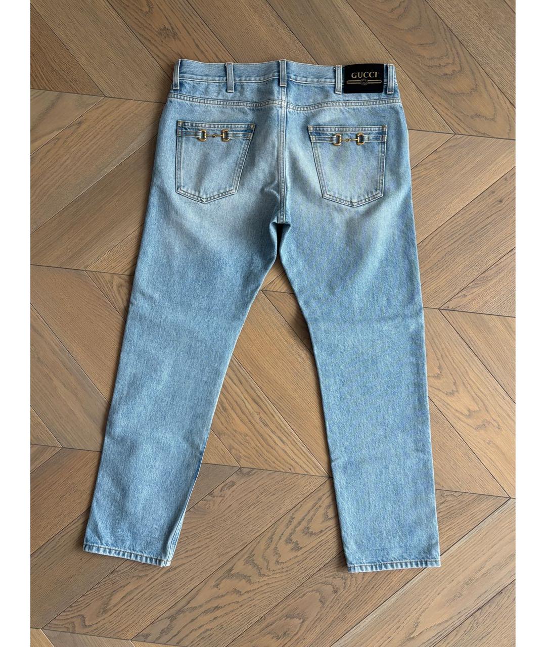 GUCCI Голубые хлопковые джинсы скинни, фото 2