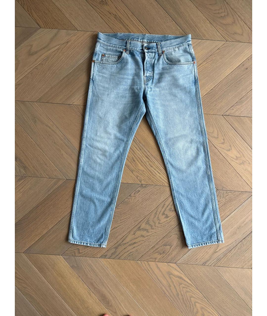 GUCCI Голубые хлопковые джинсы скинни, фото 9
