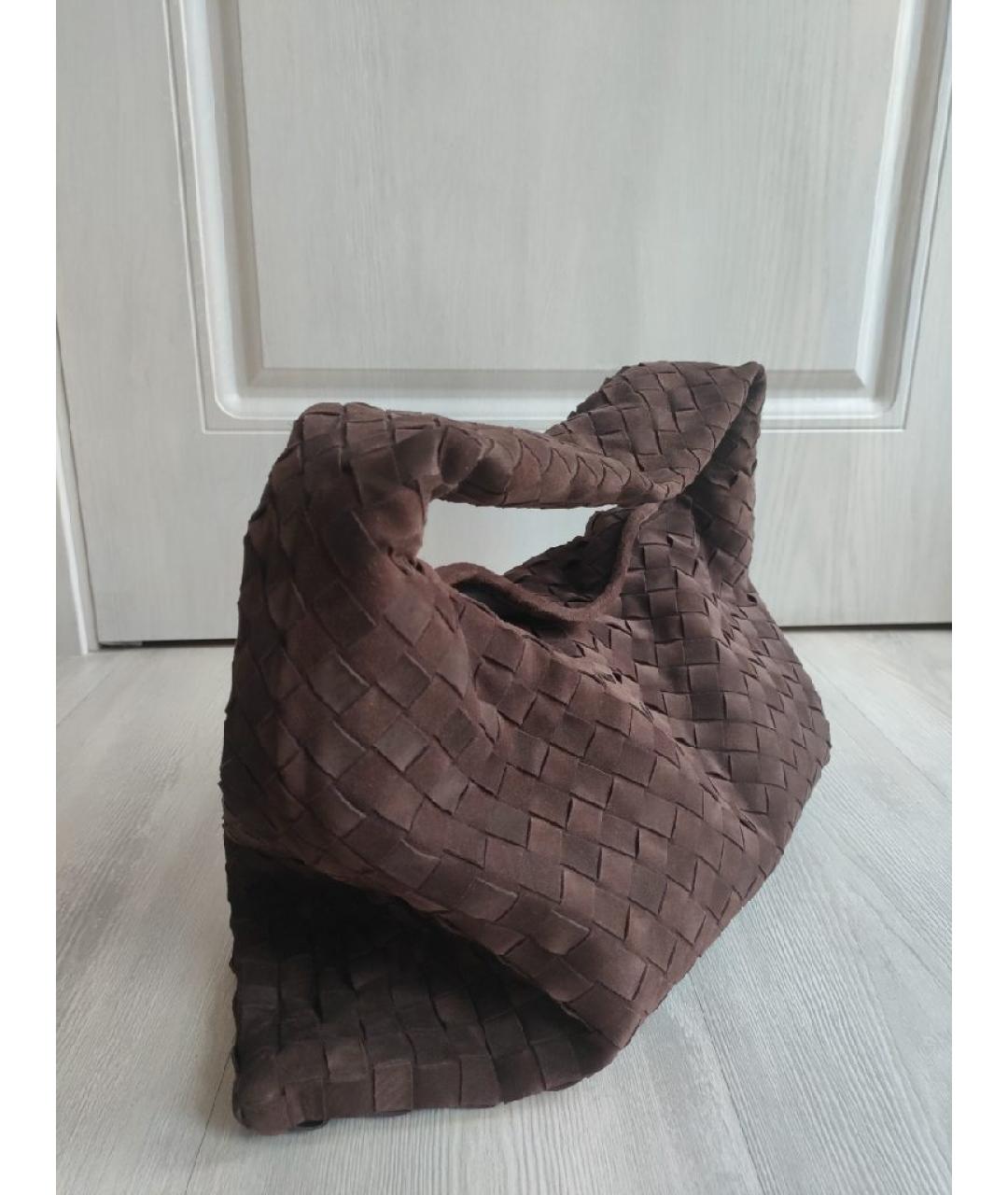 BOTTEGA VENETA Коричневая замшевая сумка тоут, фото 2