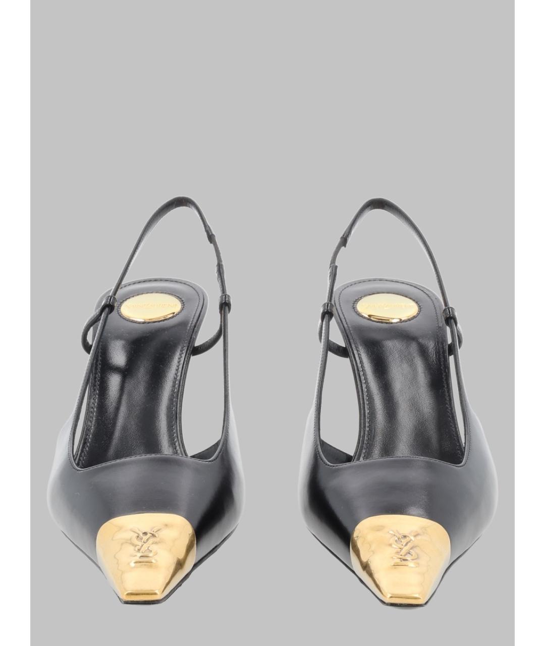 SAINT LAURENT Черные кожаные туфли, фото 2
