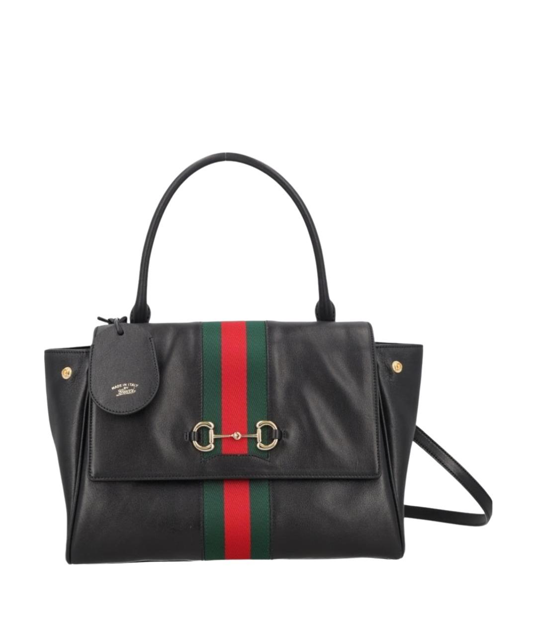 GUCCI Черная кожаная сумка тоут, фото 1