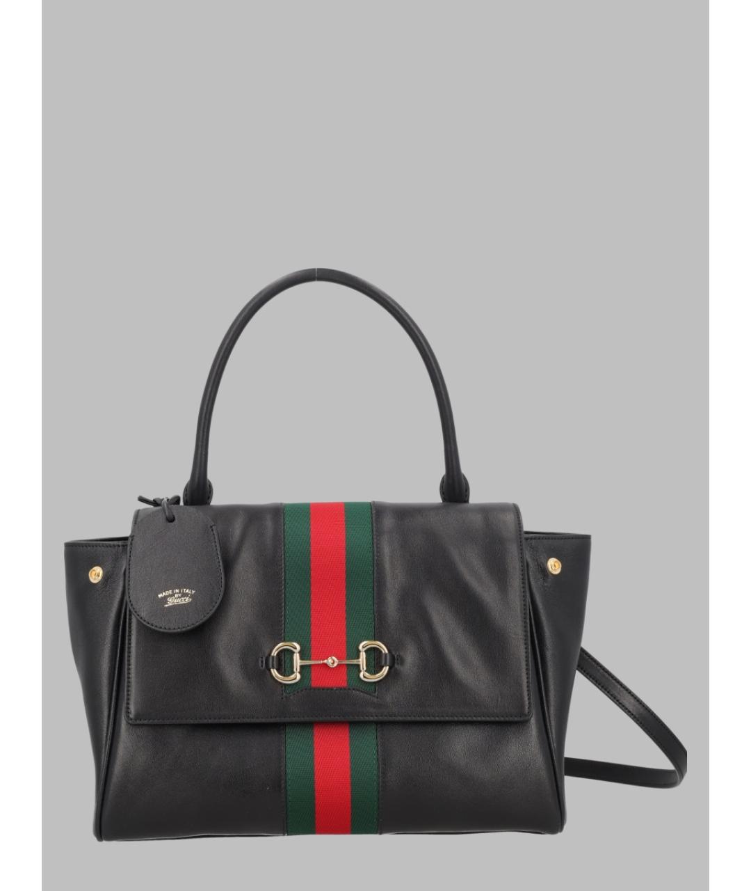 GUCCI Черная кожаная сумка тоут, фото 3