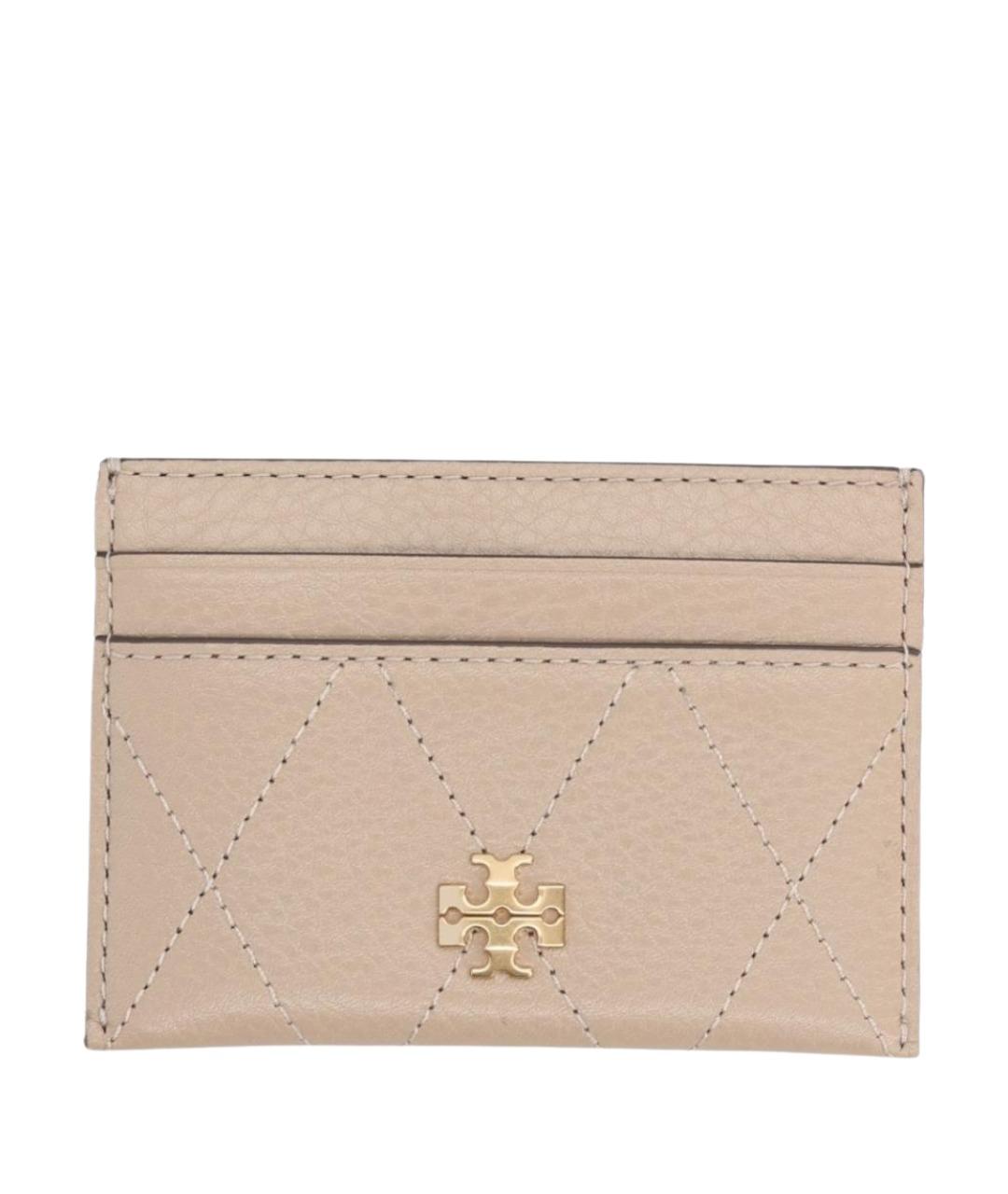 TORY BURCH Бежевый кожаный кардхолдер, фото 1