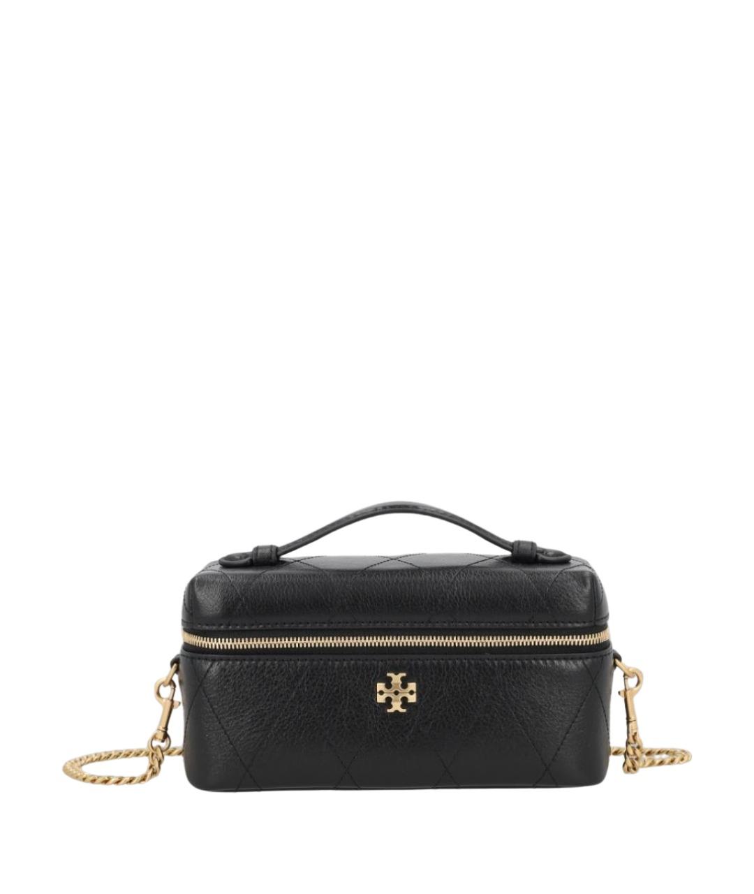 TORY BURCH Черная кожаная сумка с короткими ручками, фото 1
