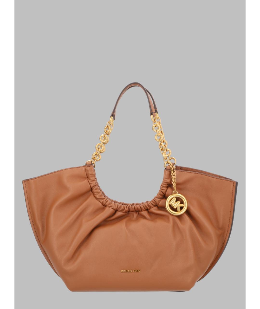 MICHAEL KORS Коричневая кожаная сумка тоут, фото 3