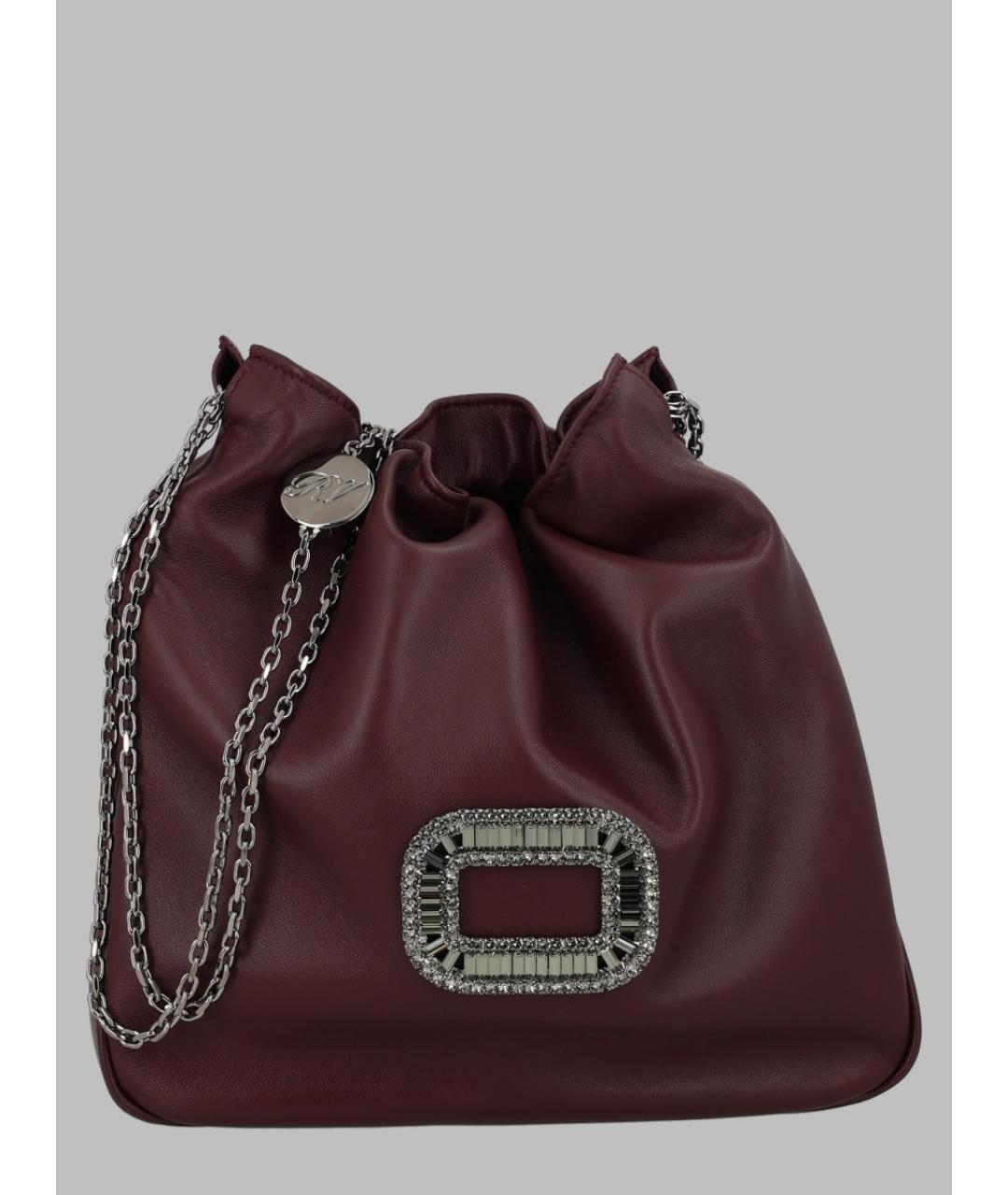 ROGER VIVIER Бордовая кожаная сумка тоут, фото 3