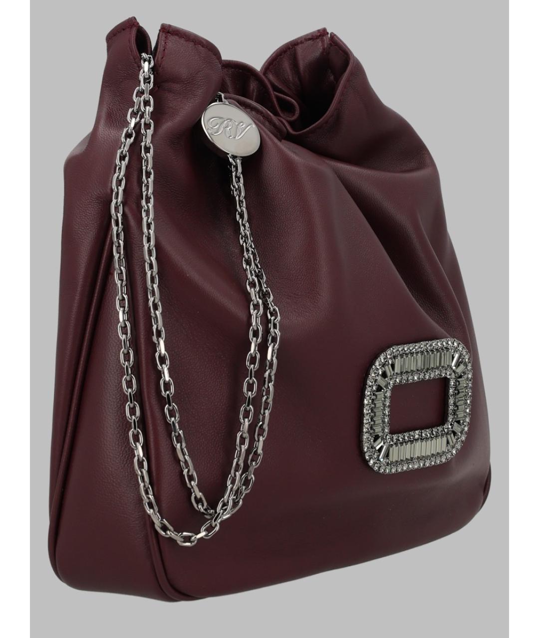 ROGER VIVIER Бордовая кожаная сумка тоут, фото 2
