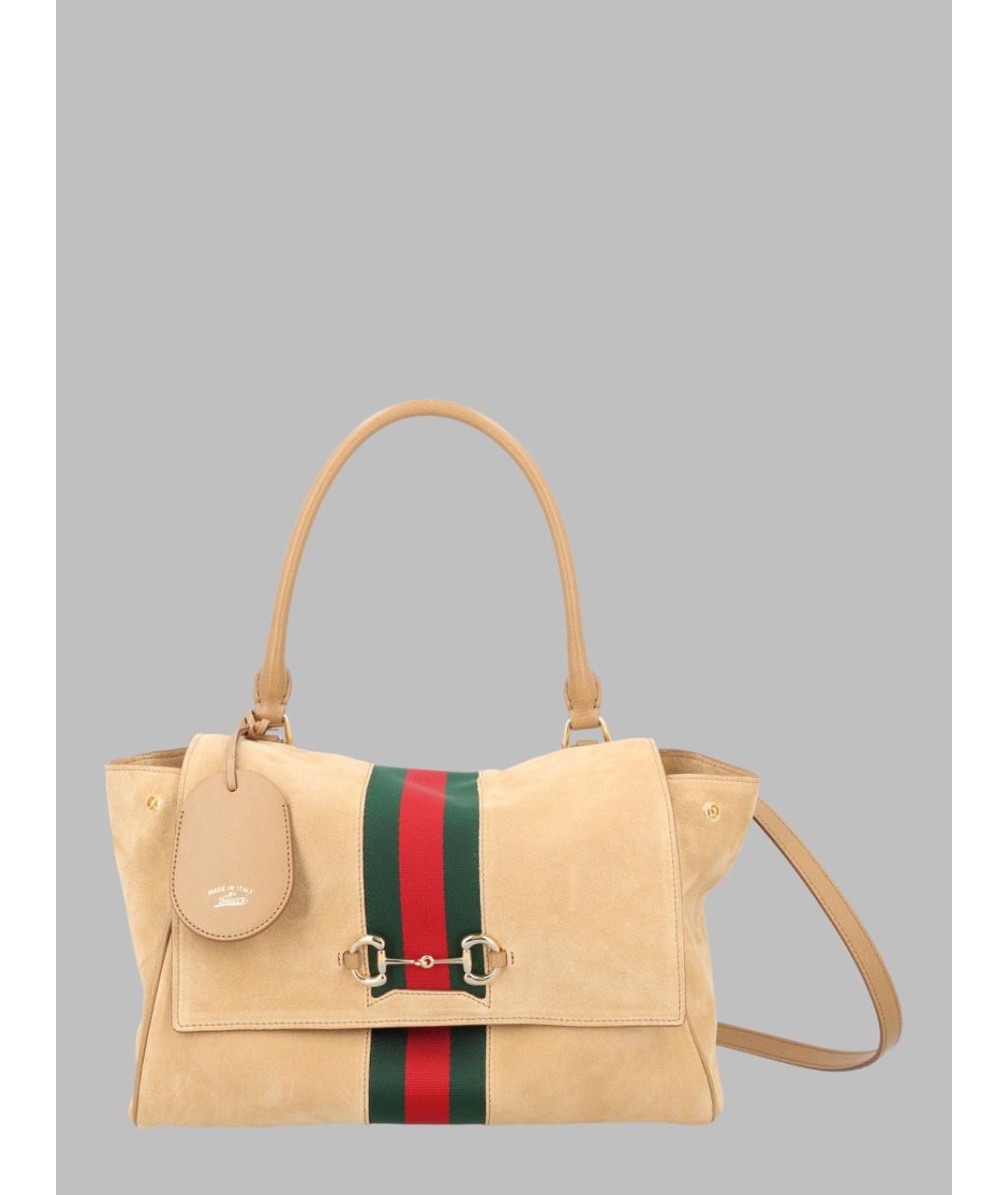 GUCCI Бежевая кожаная сумка тоут, фото 3