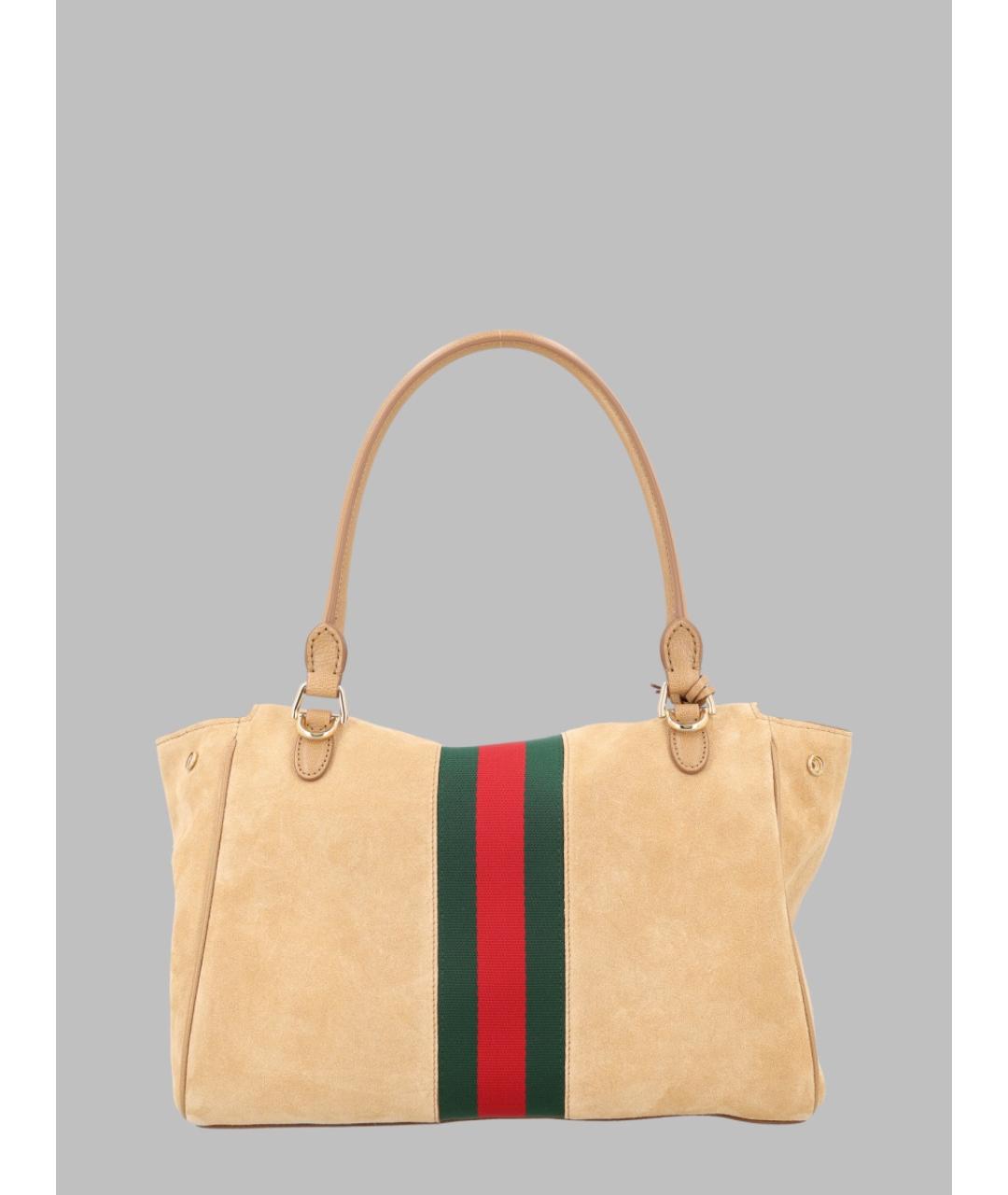 GUCCI Бежевая кожаная сумка тоут, фото 2