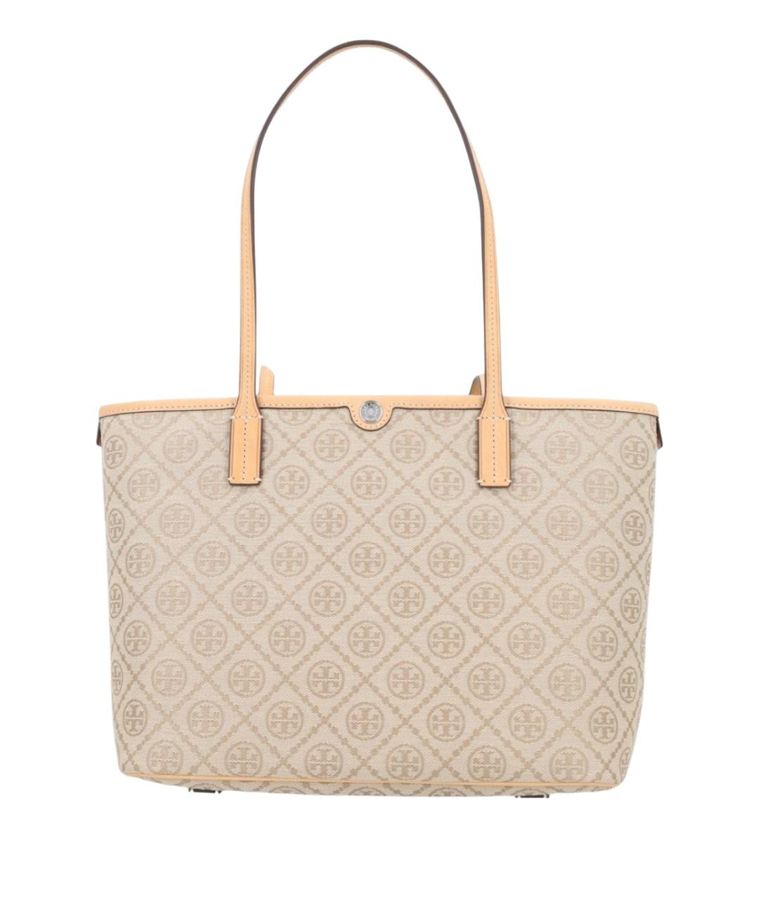TORY BURCH Бежевая хлопковая сумка с короткими ручками, фото 1