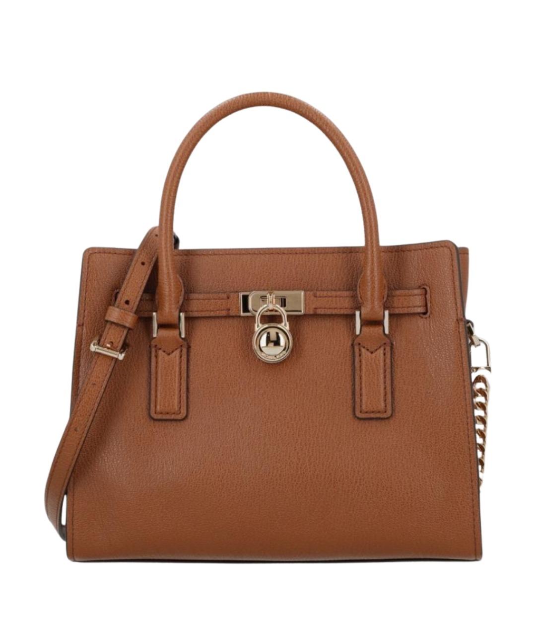 MICHAEL KORS Коричневая кожаная сумка с короткими ручками, фото 1