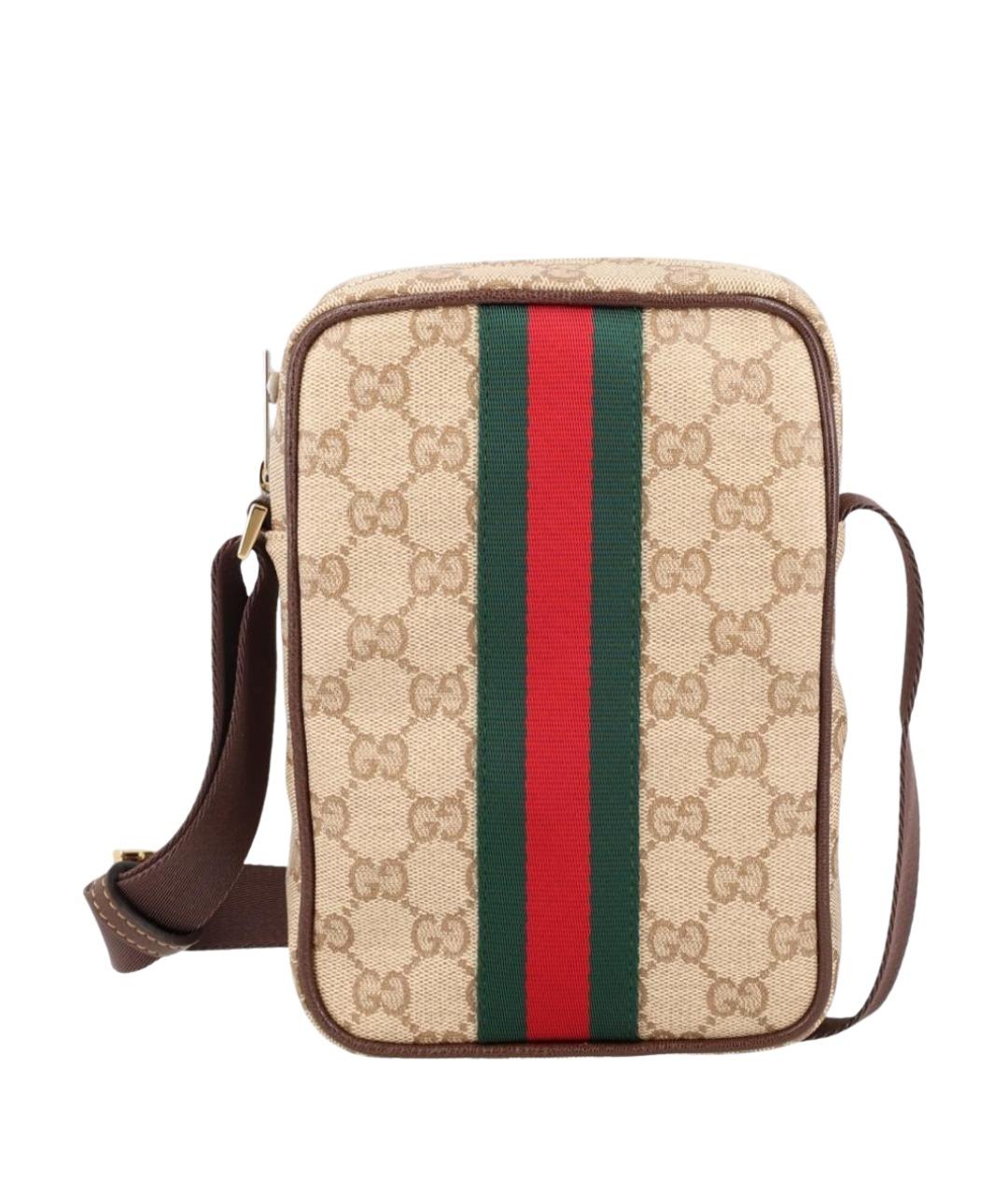 GUCCI Бежевая тканевая сумка на плечо, фото 1
