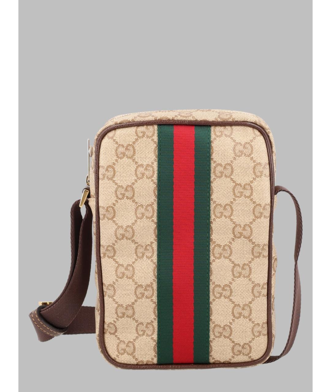 GUCCI Бежевая тканевая сумка на плечо, фото 3