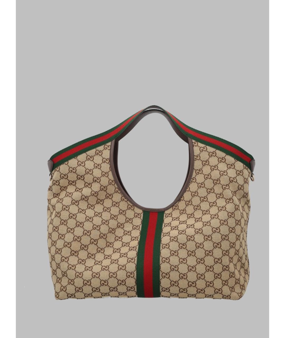 GUCCI Бежевая тканевая сумка с короткими ручками, фото 2