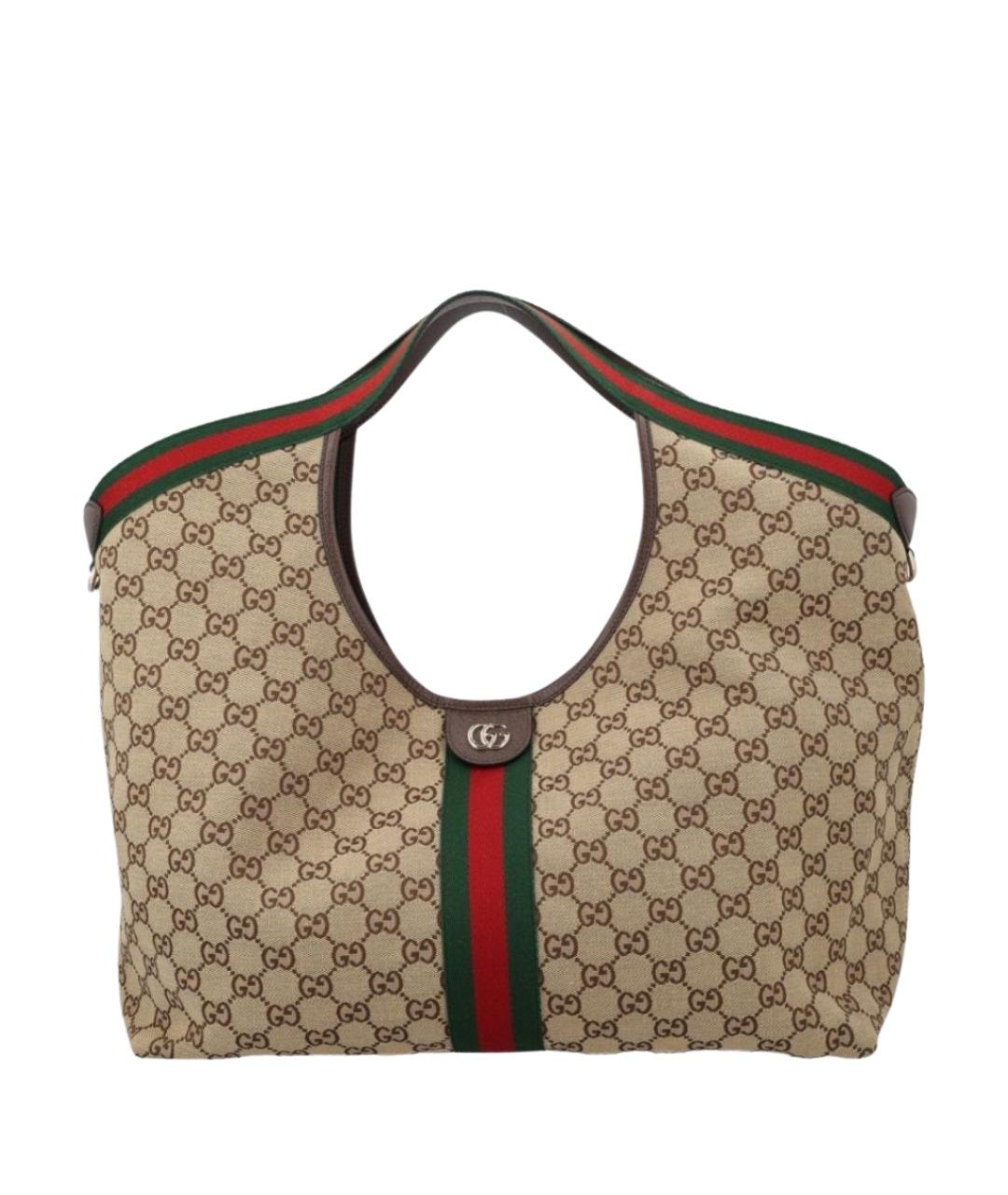 GUCCI Бежевая тканевая сумка с короткими ручками, фото 1