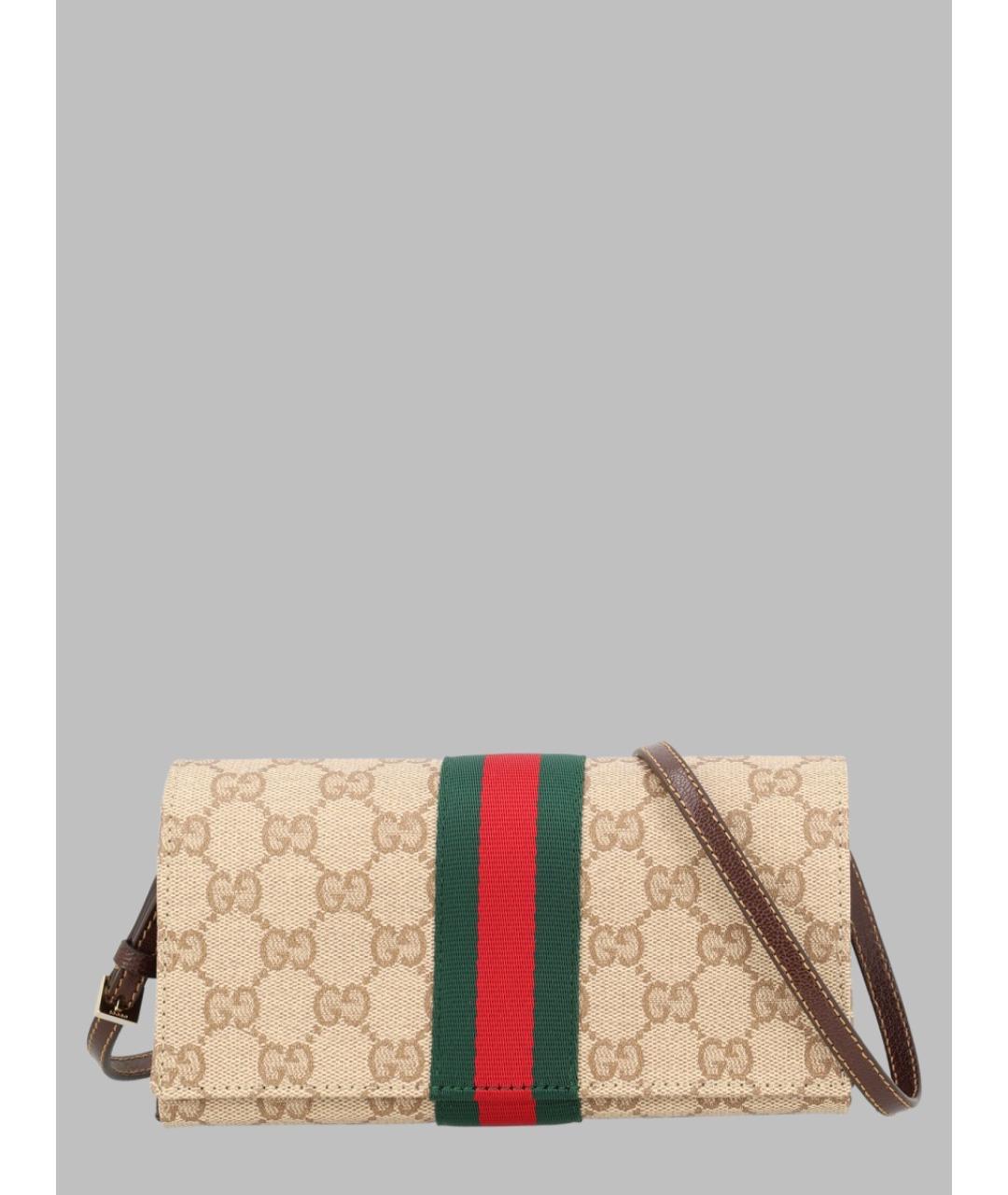 GUCCI Бежевая жаккардовая сумка через плечо, фото 3